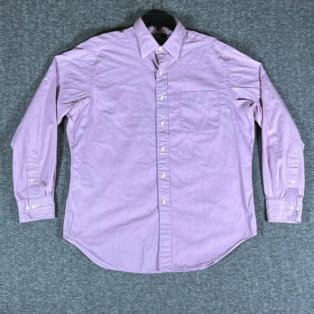 Polo Ralph Lauren Andrew Classic Fit‎ Pink Stripe Shirt Men 16 1/2 34 35